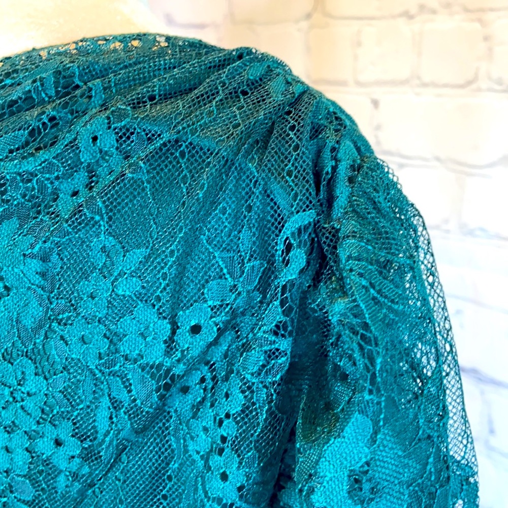WAYF Green Lace One Shoulder Knee Length Dress - Picture 8 of 12